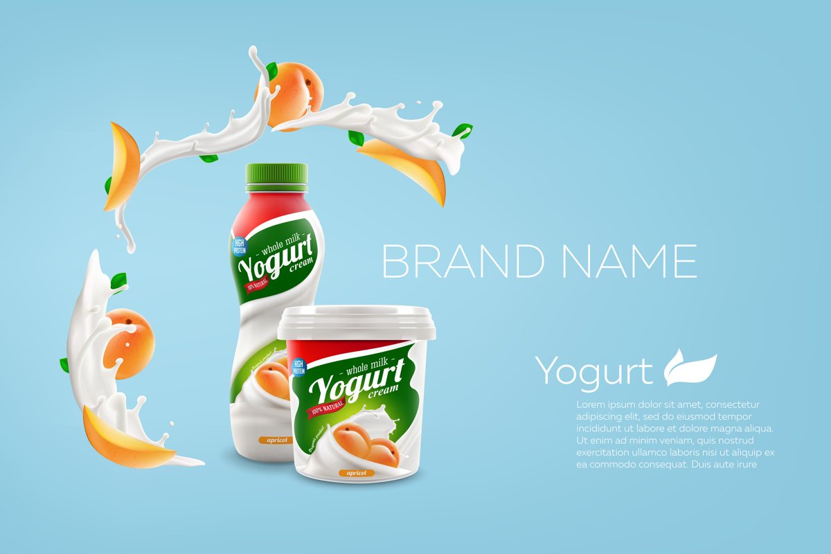 Whole milk yogurt bottle design example image 1