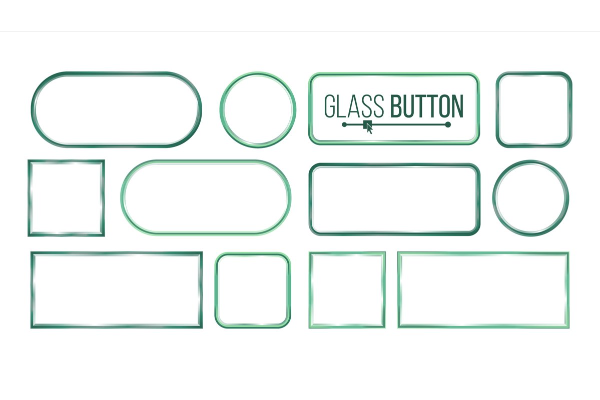 Glass Buttons, Frames Vector. Square, Round example image 1
