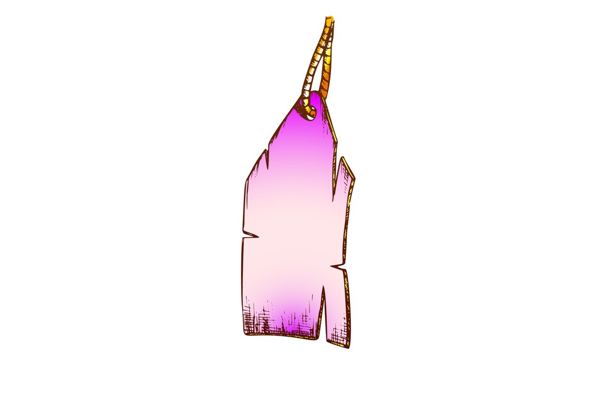 Blank Label Tag Hanging On Rope Color Vector example image 1