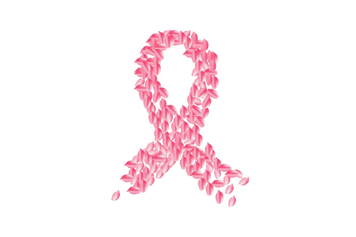 Breast cancer awareness ribbon made from petal rose example image 1