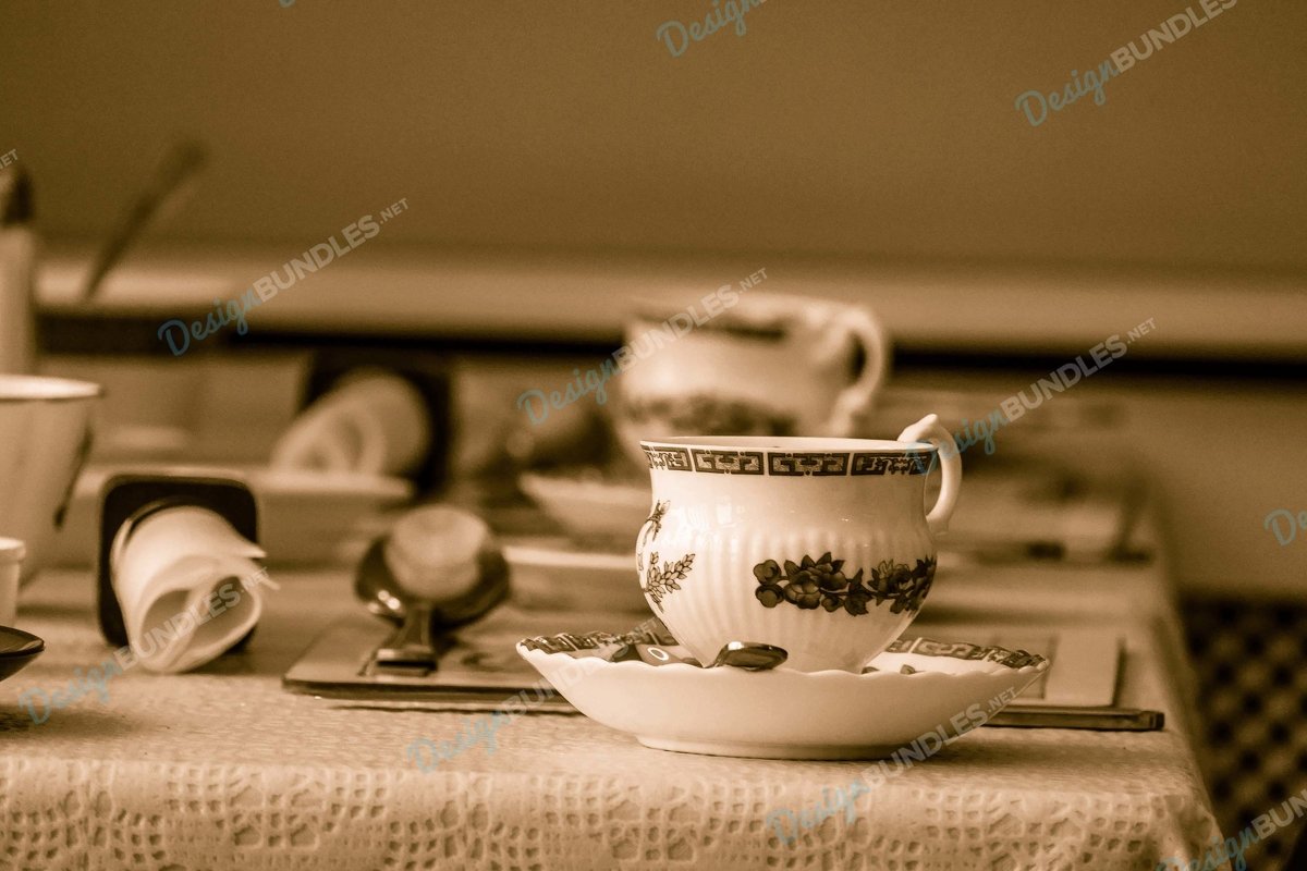 Stock Photo -Table setting served on table closeup example image 1