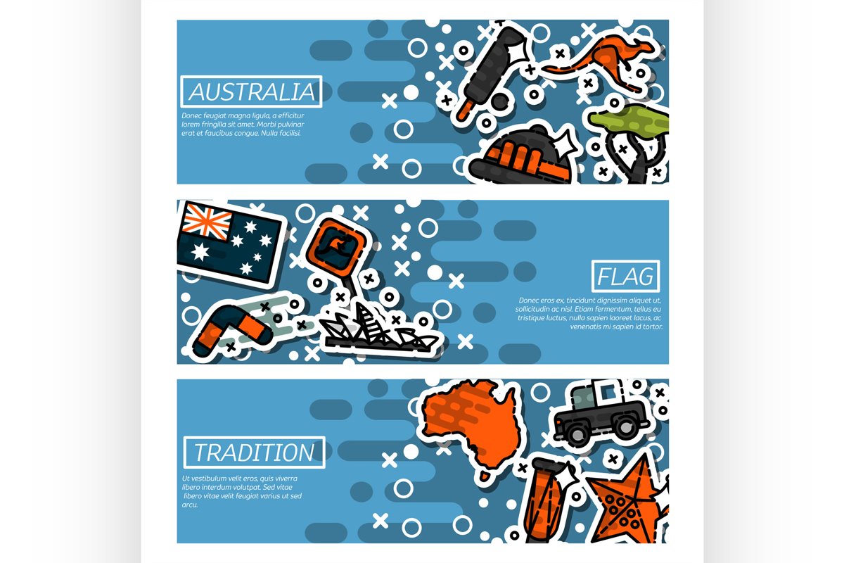 Set of Horizontal Banners about Australia example image 1