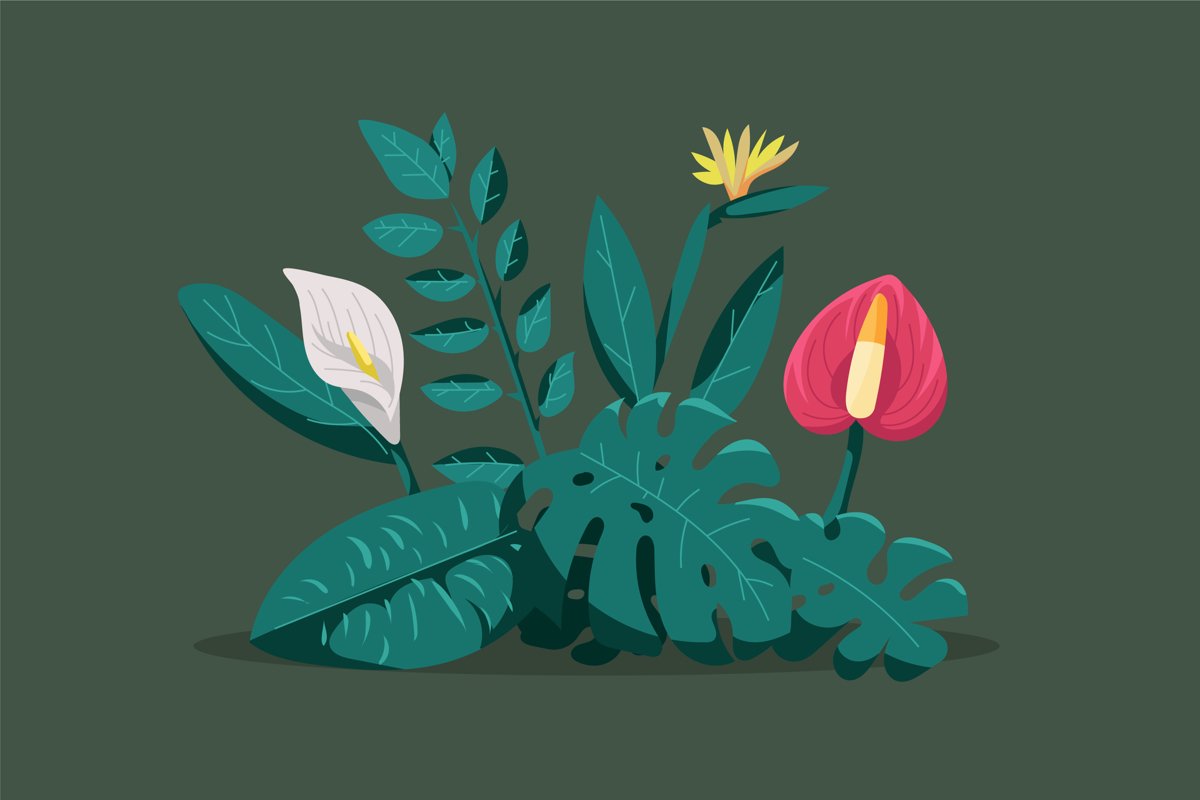 Flat Tropical Plants Vector example image 1
