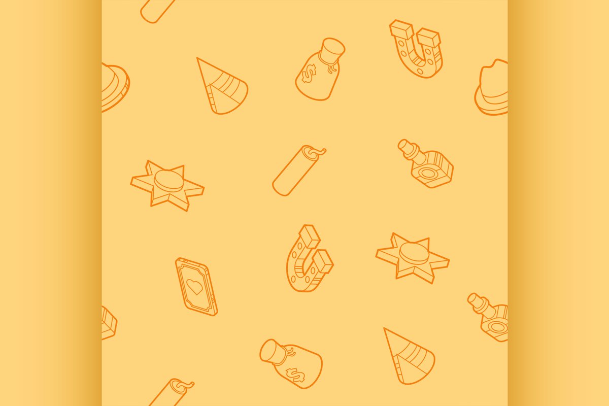 Wild west color outline isometric pattern example image 1