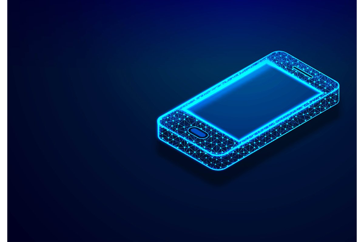 Isometric Smartphone. Phone with geometric structure, Commun example image 1