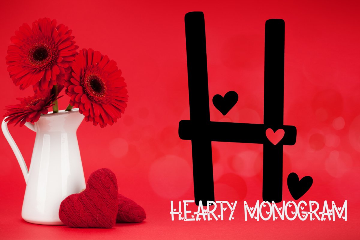 Monogram Hearts Font - A Silly Monogram Font example image 1