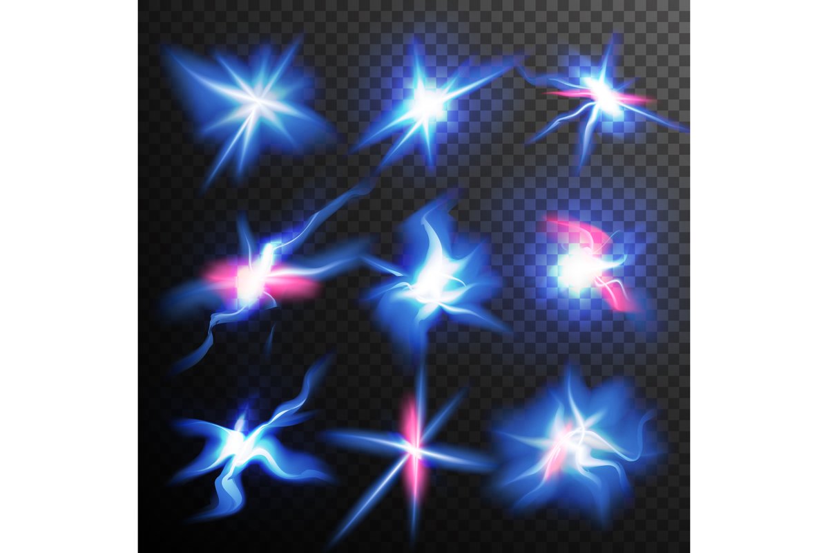 Blue Stars Bursts Glow Light Effect Vector. Magic Flash example image 1