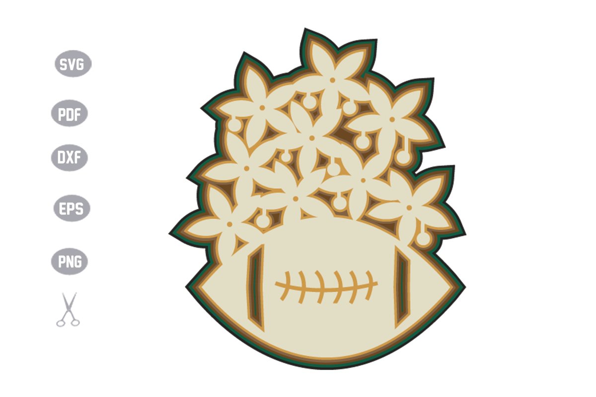 Football Flower 3D Layered Template Design example image 1