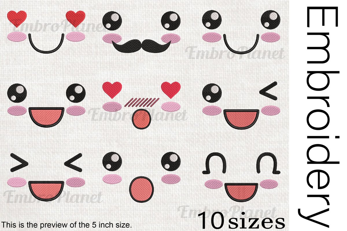 Happy Kawaii - Embroidery files - 1508e example image 1