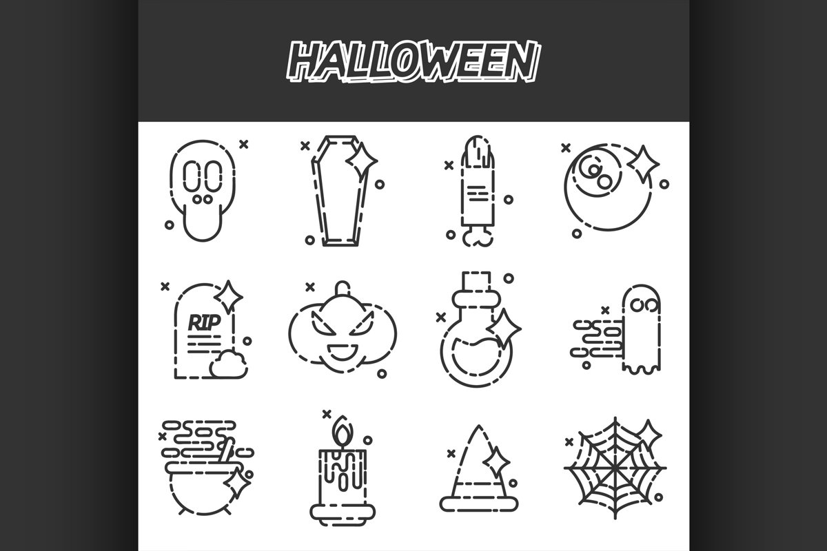 Halloween flat icons set example image 1