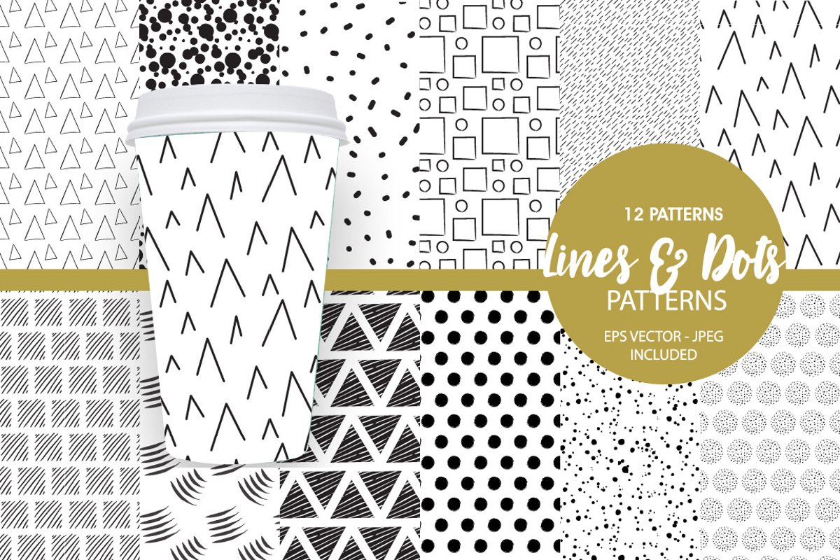 Geometric Lines Pattern collection, vector ai, eps and jpeg example image 1