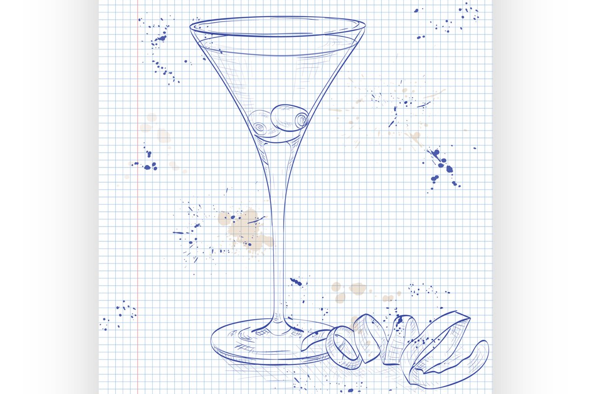 Cocktail Dirty Martini on a notebook page example image 1