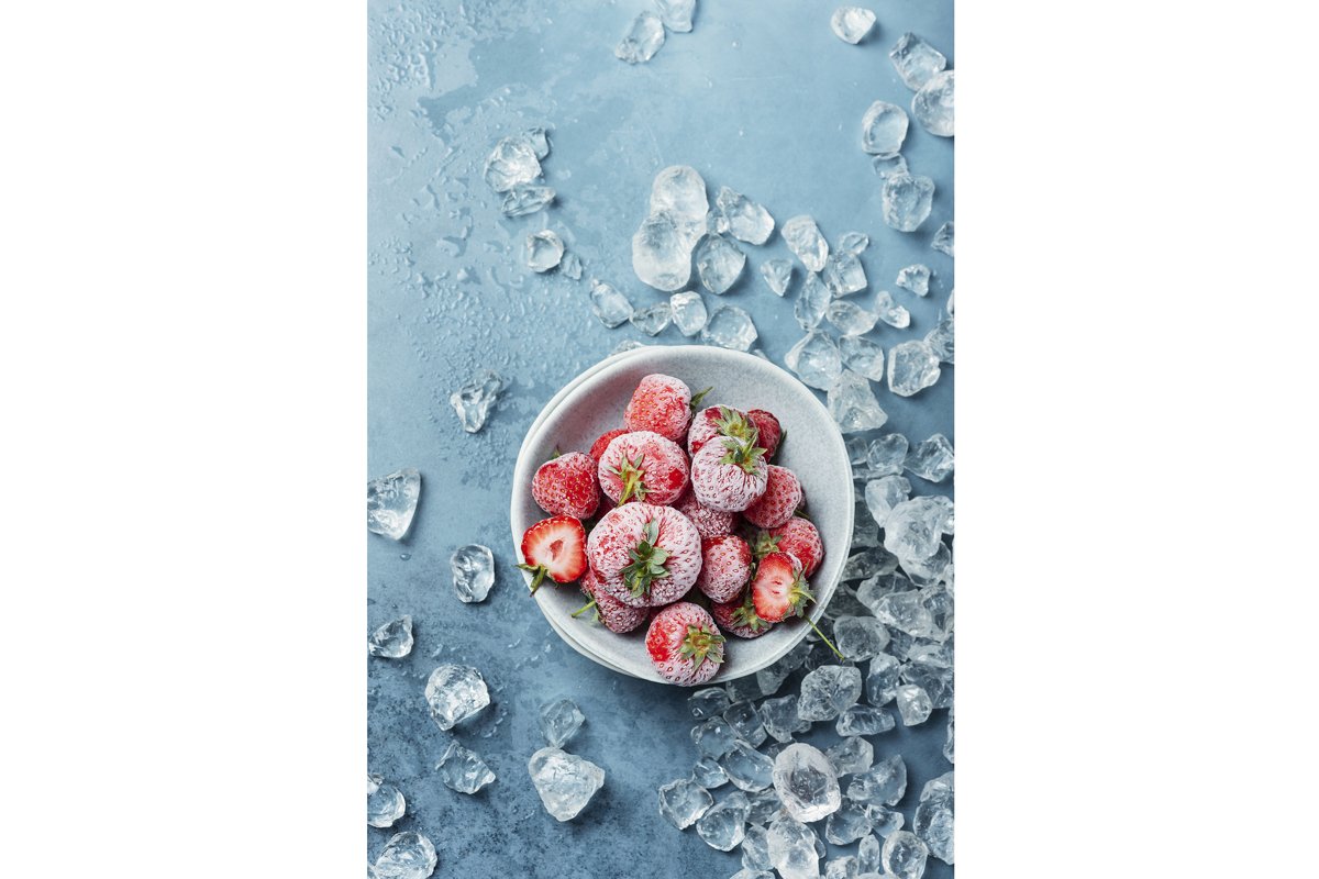 Frozen strawberry with crystals of ice example image 1