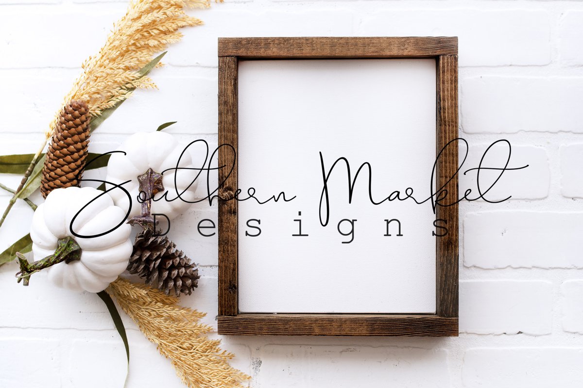 Fall Wood Framed Sign 8x10 Mock Up Photo Stock Pho example image 1