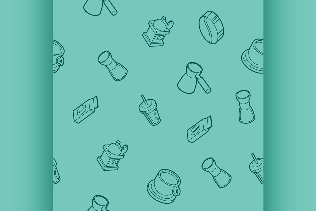 Coffee outline isometric pattern example image 1