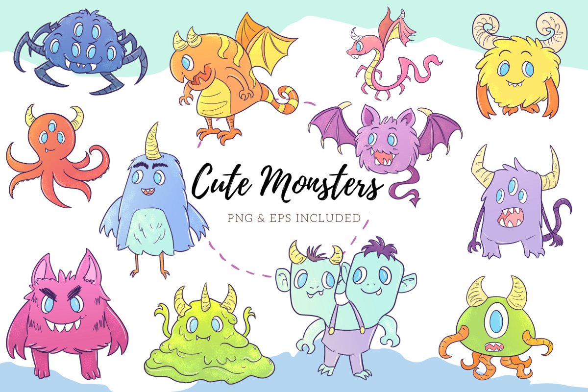 Cute Monster Illustrations example image 1