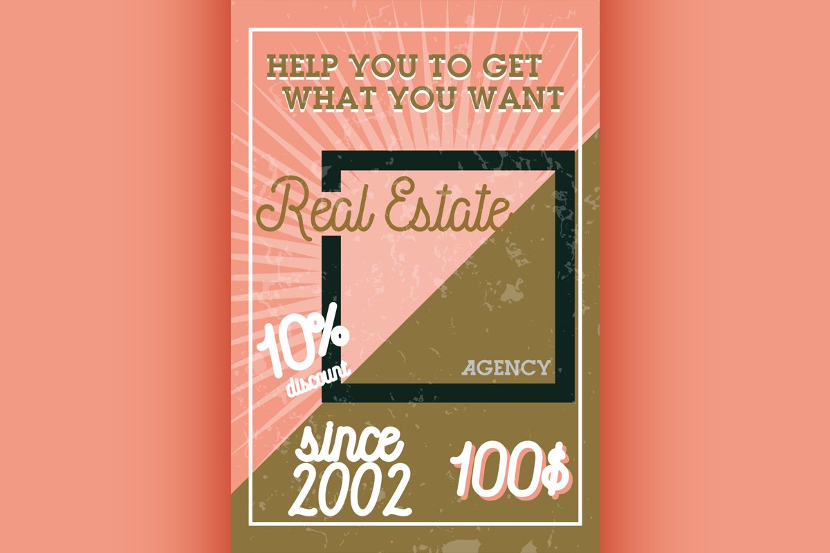 Color vintage real estate agency banner example image 1