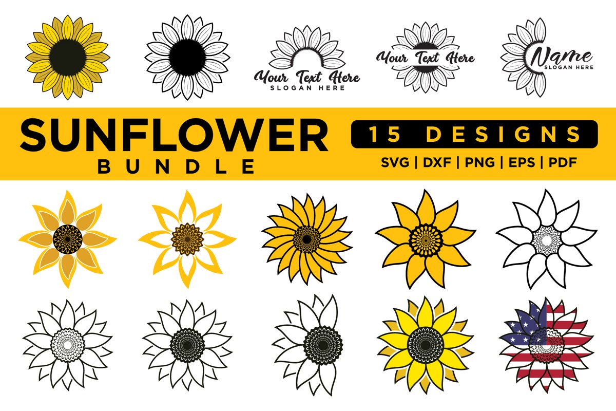 Sunflower SVG Bundle Vol.3 example image 1