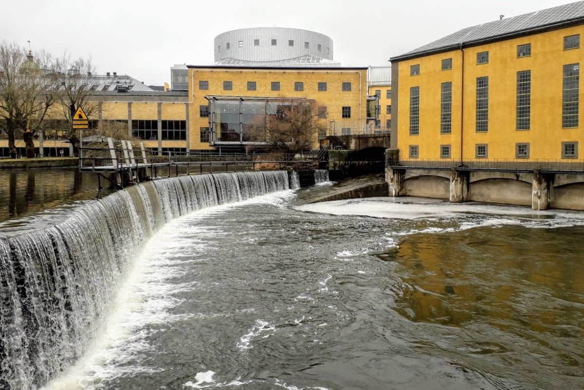 Waterfall in Industrial Landscape Norrköping Sweden example image 1