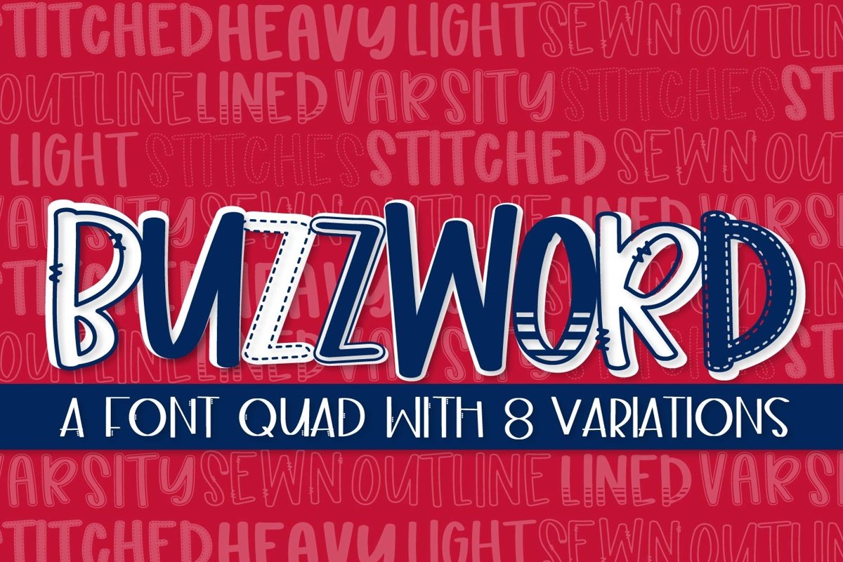 Buzzword - A Font Quad With 8 Variations example image 1