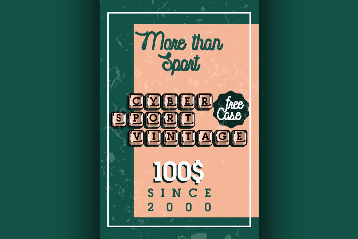 Color vintage cyber sport banner example image 1
