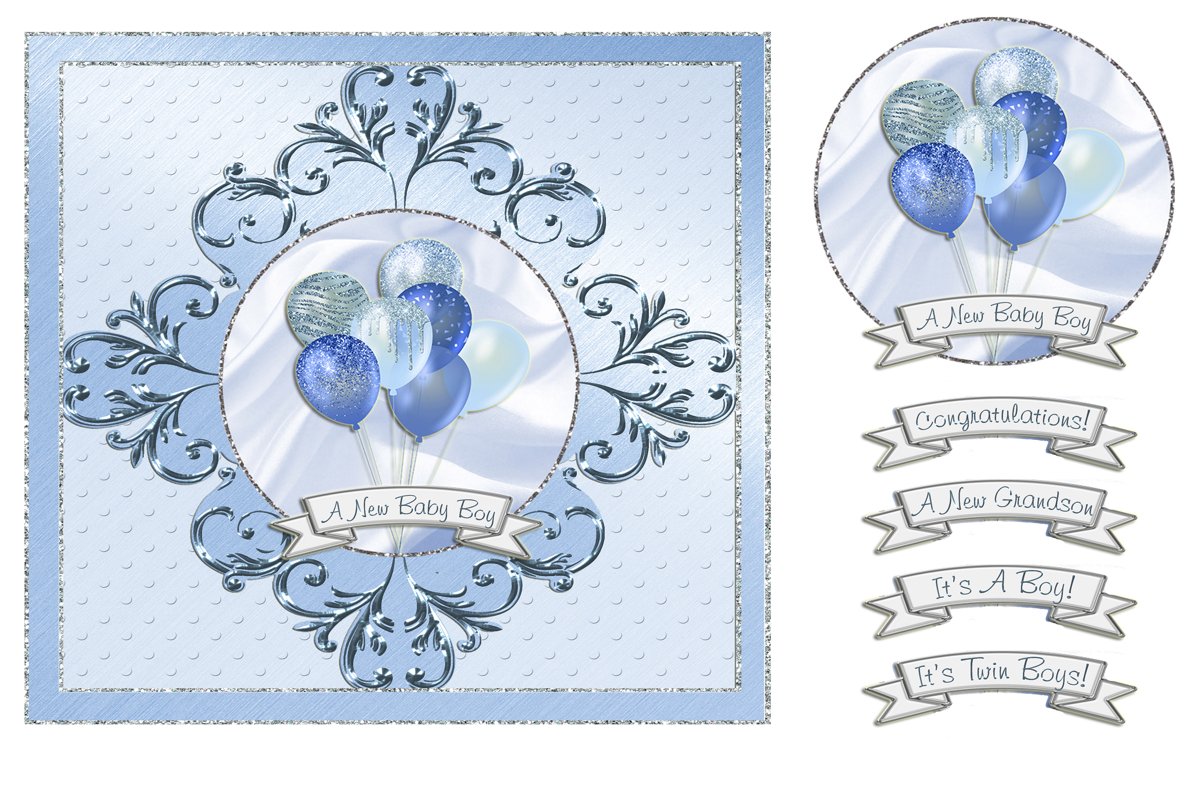 Baby Boy Balloons Card Front example image 1