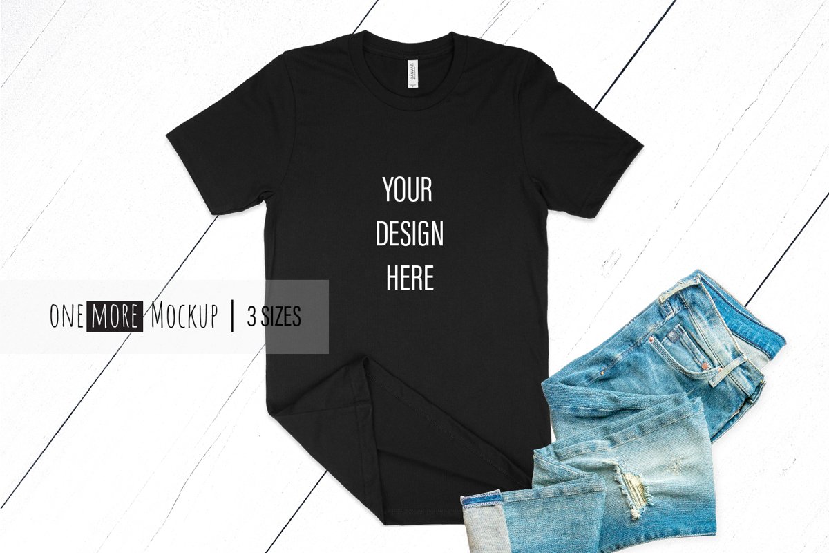 Black TShirt Mockup | Bella Canvas 3001 Black example image 1