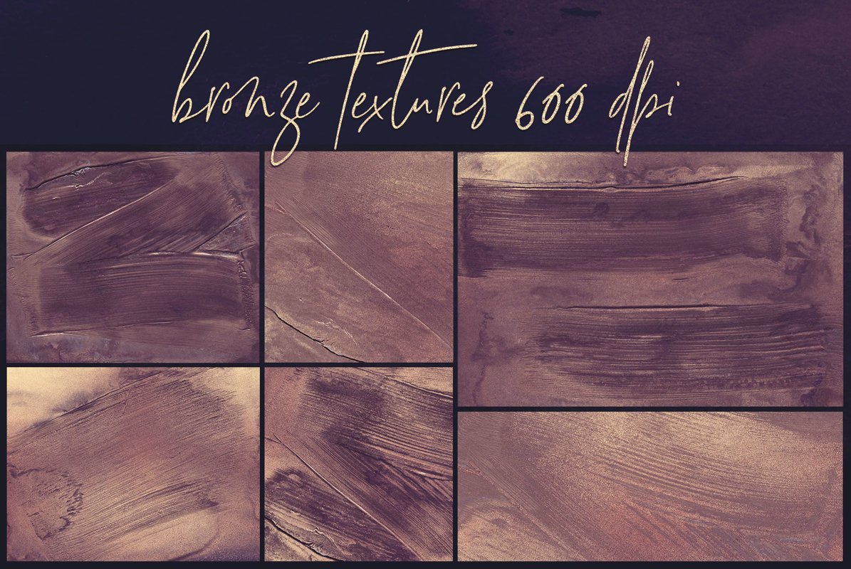 Rose Gold Brush Strokes - 20 Backgrounds JPG-PNG example image 1