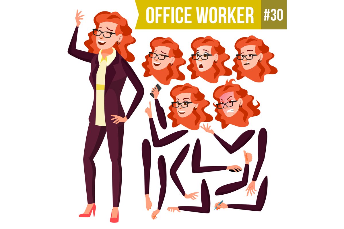 Office Worker Vector.Woman. Successful Officer, Clerk example image 1