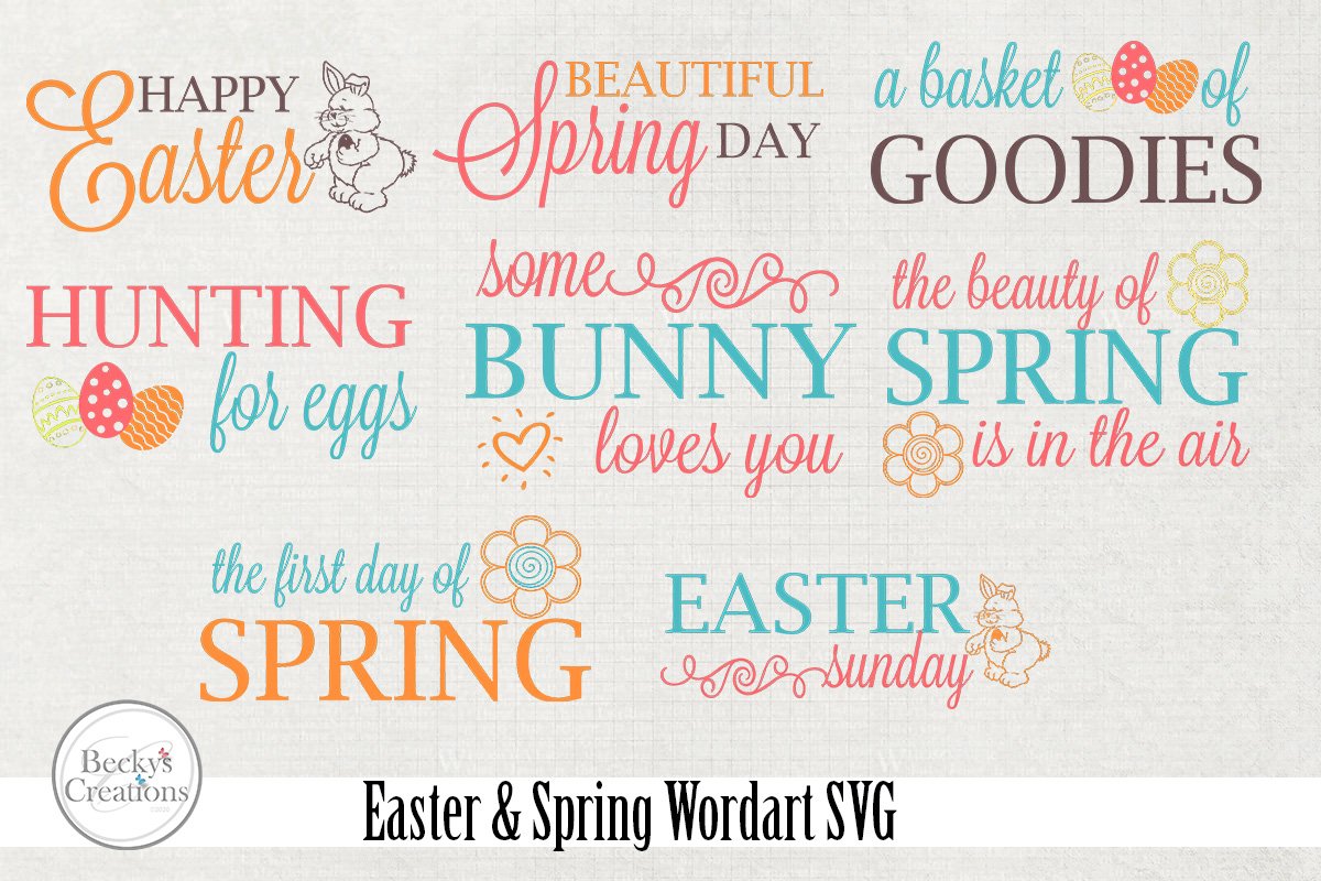 Easter / Spring Wordart SVG example image 1