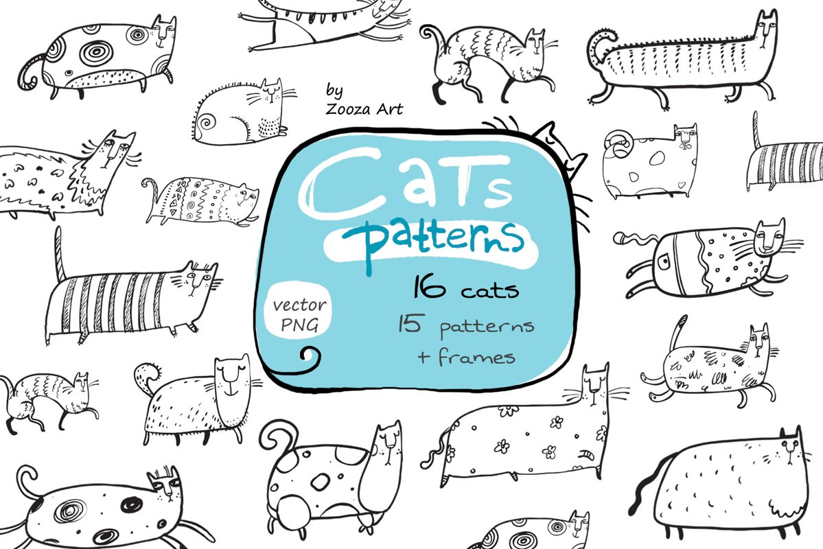 Cats patterns and frames example image 1