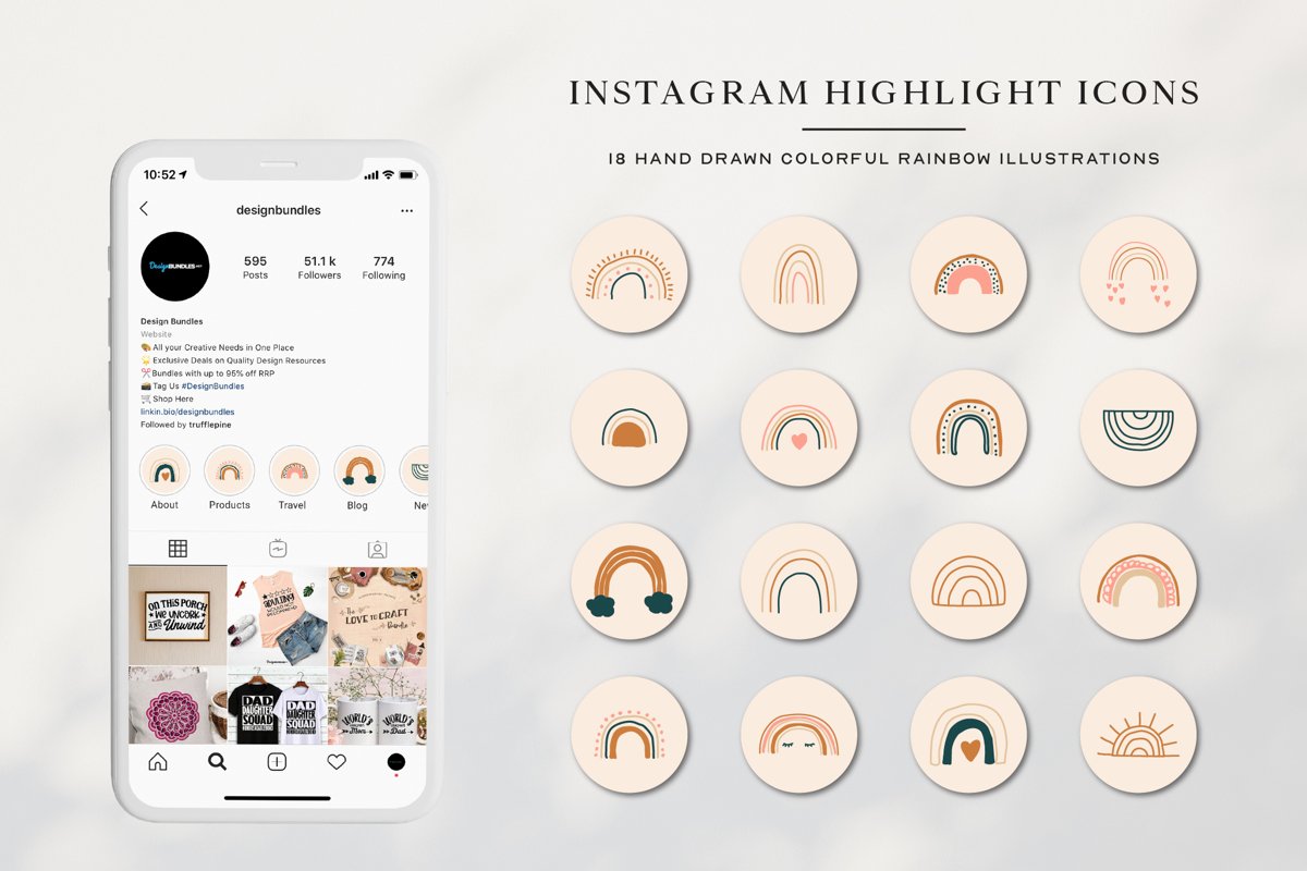 Instagram Rainbow Highlights Icons | Instagram Story Covers example image 1