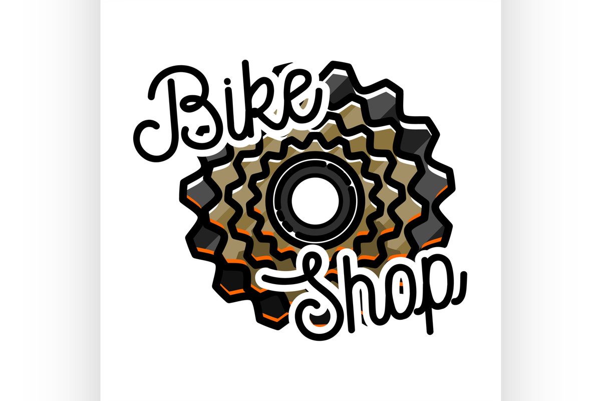 Color vintage bike shop emblem example image 1