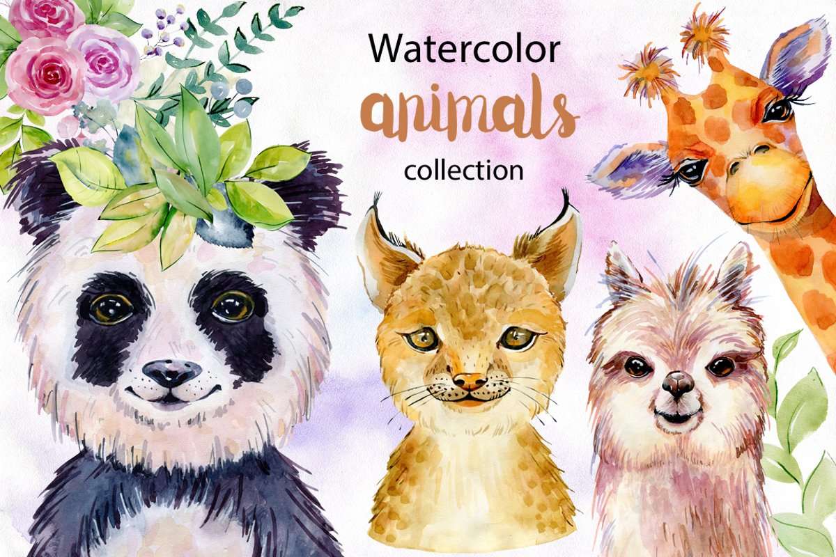 Animals. Watercolor collection. example image 1