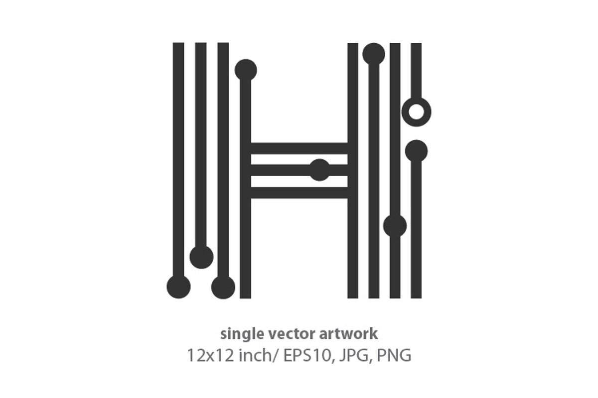 digital letter h - single vector artwork example image 1