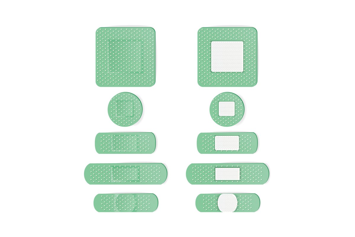 Medical Patch Vector. Bandage In Different Shape. Two Sides. example image 1