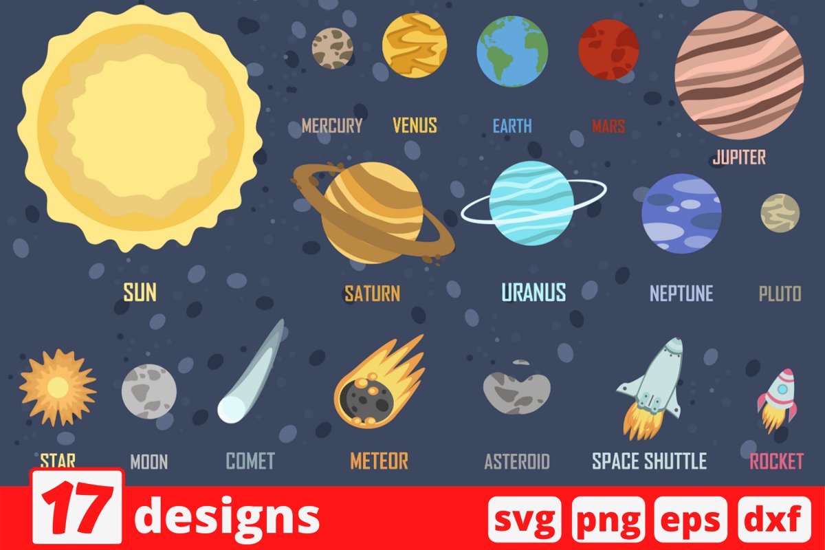 17 PLANETS SVG BUNDLE | Space svg | Space shuttle svg example image 1