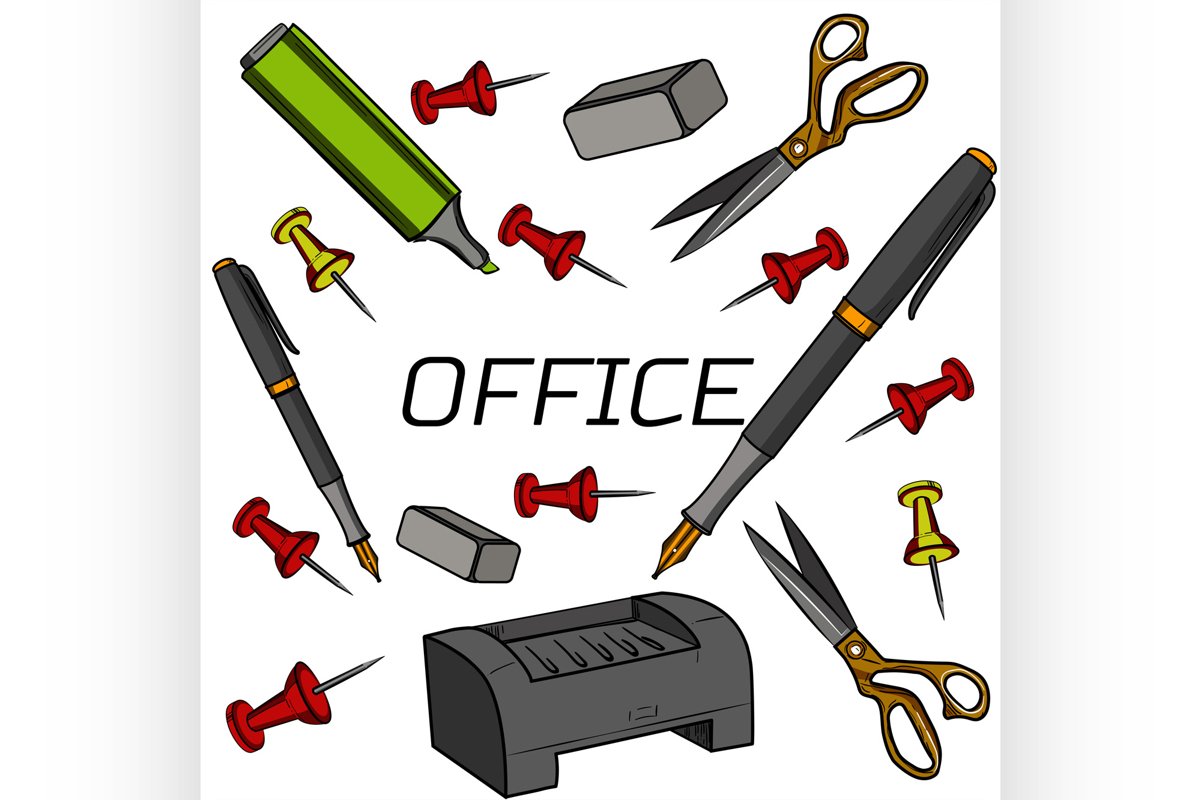Colored concept of creative office room interior example image 1