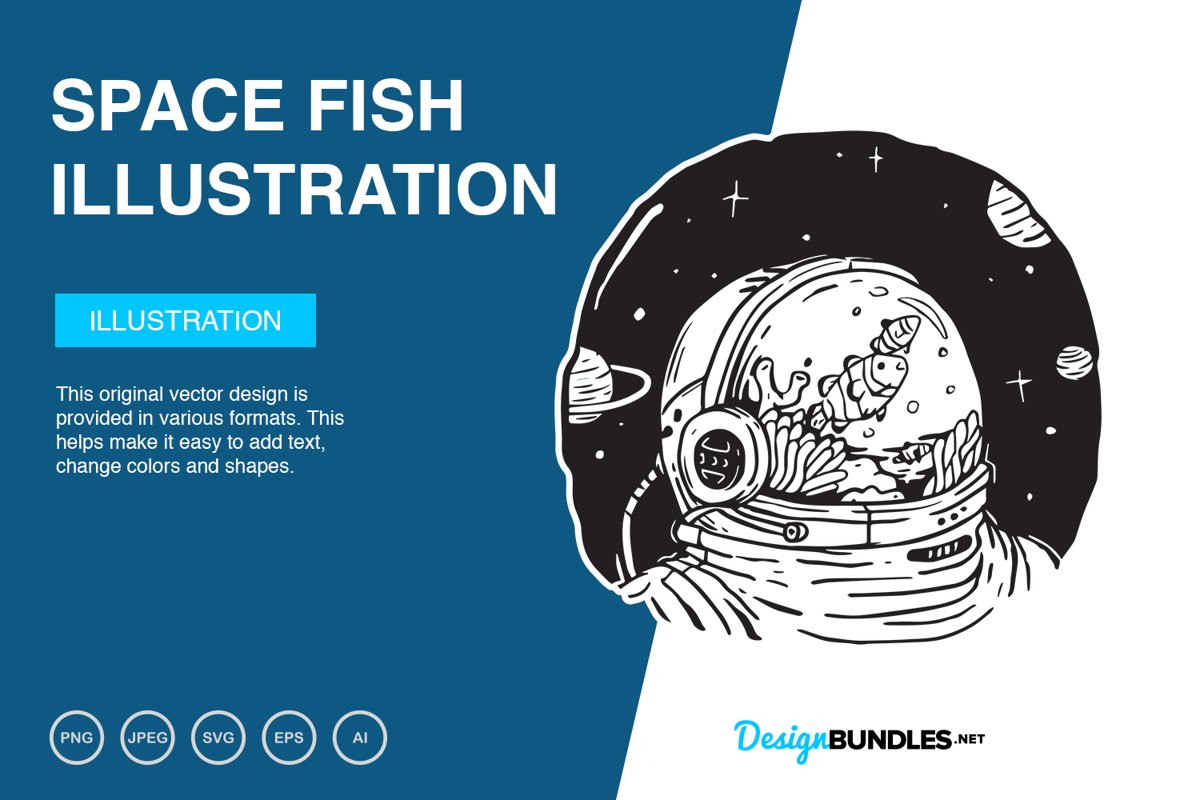 Space Fish Vector Illustration example image 1