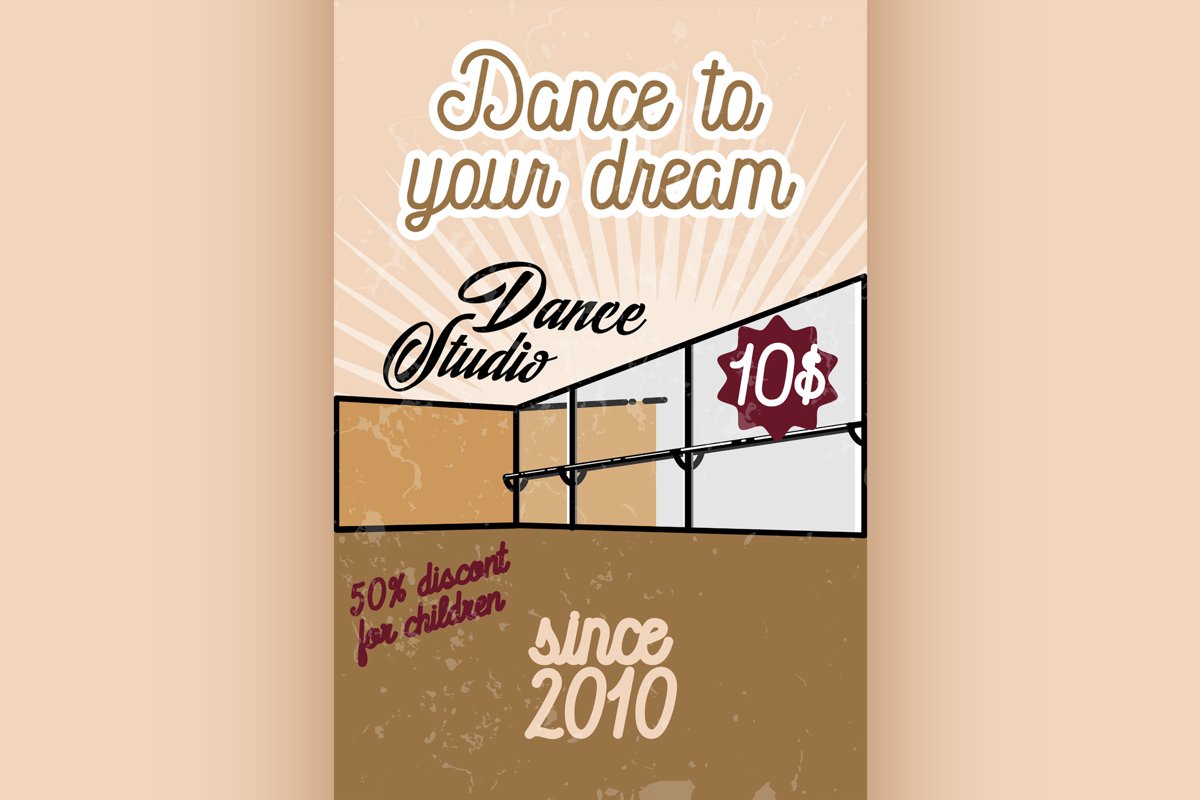 Color vintage dance studio banner example image 1