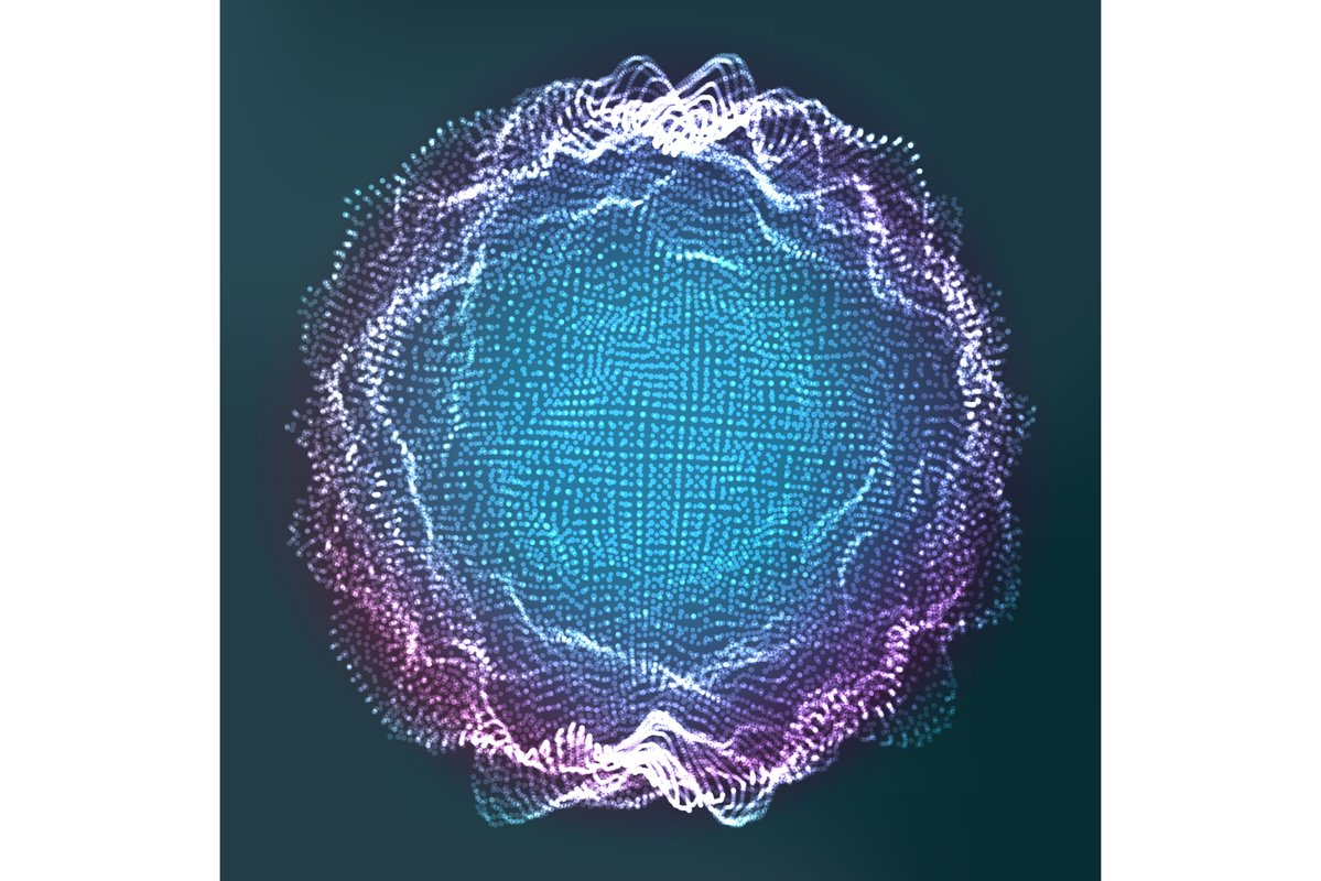 Glowing Abstract Sphere Vector. 3D Particles. Technology example image 1
