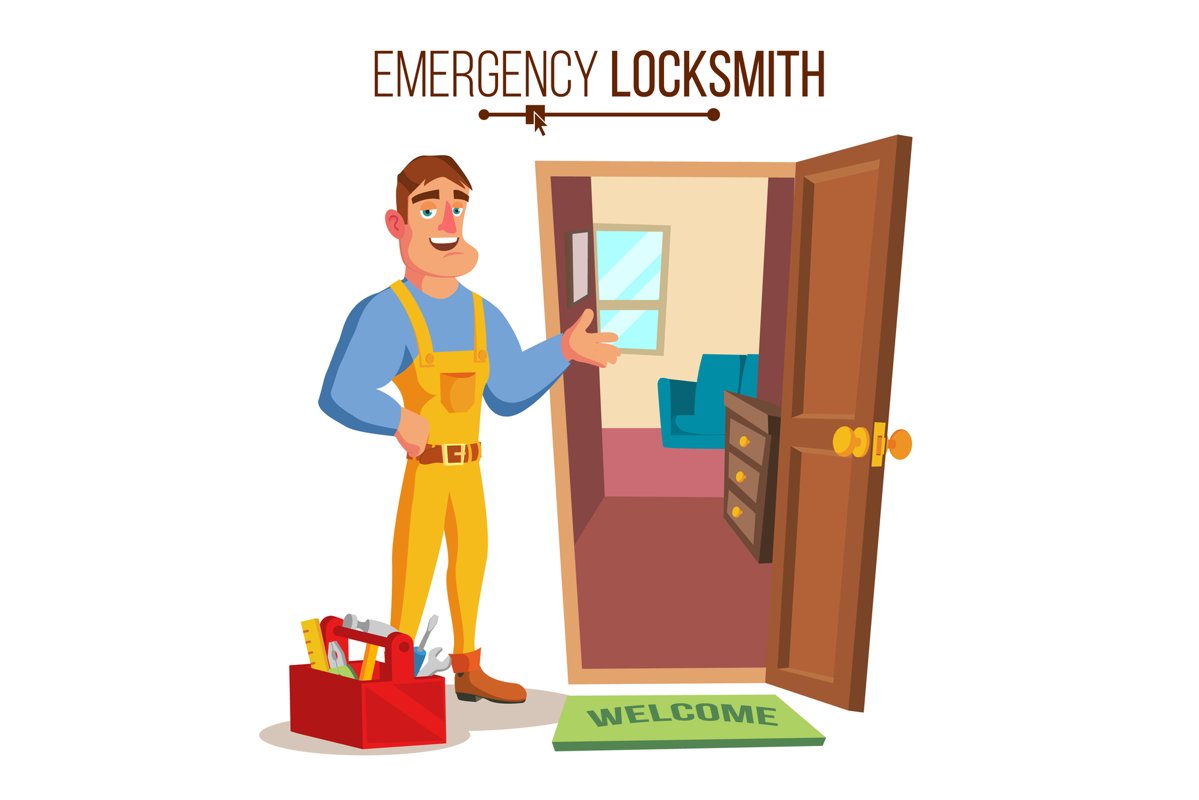 Locksmith Door Service Vector. Professional Master example image 1