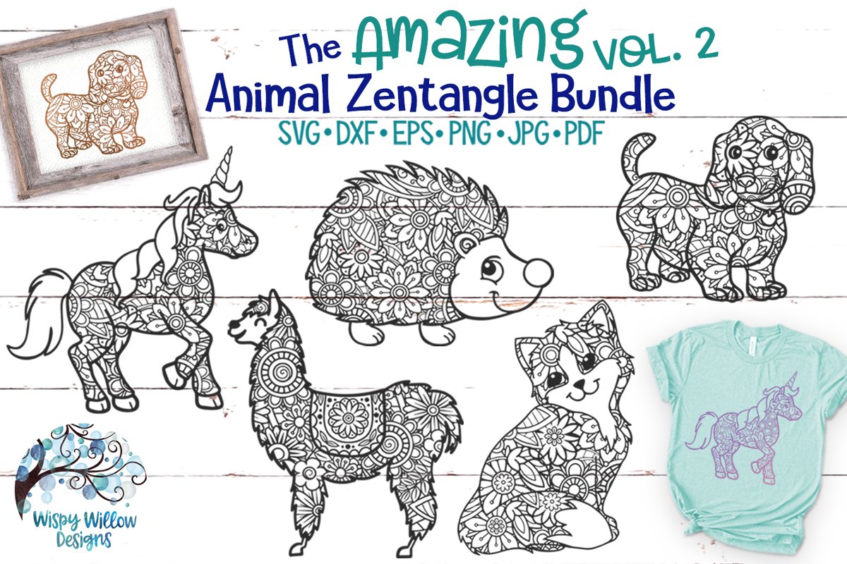 The Amazing Animal Zentangle Volume 2 SVG Bundle example image 1