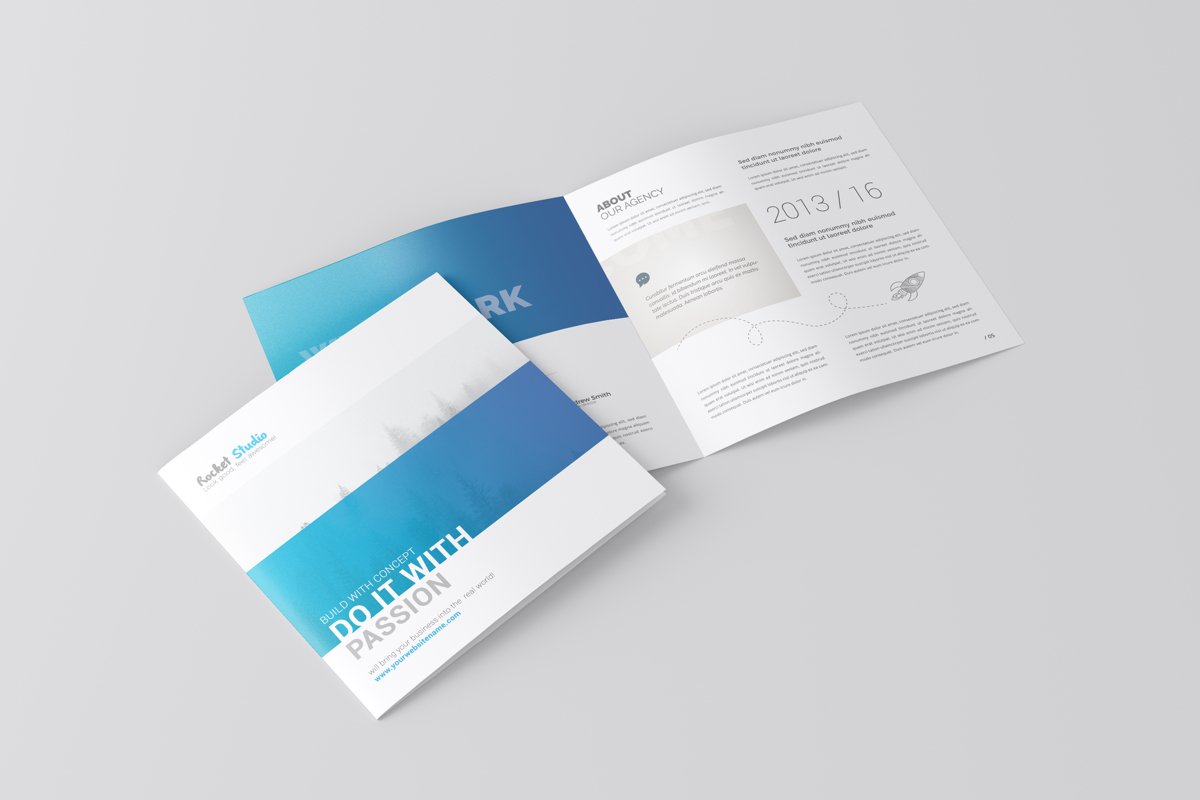 Square Bi-fold Brochure Mockup example image 1