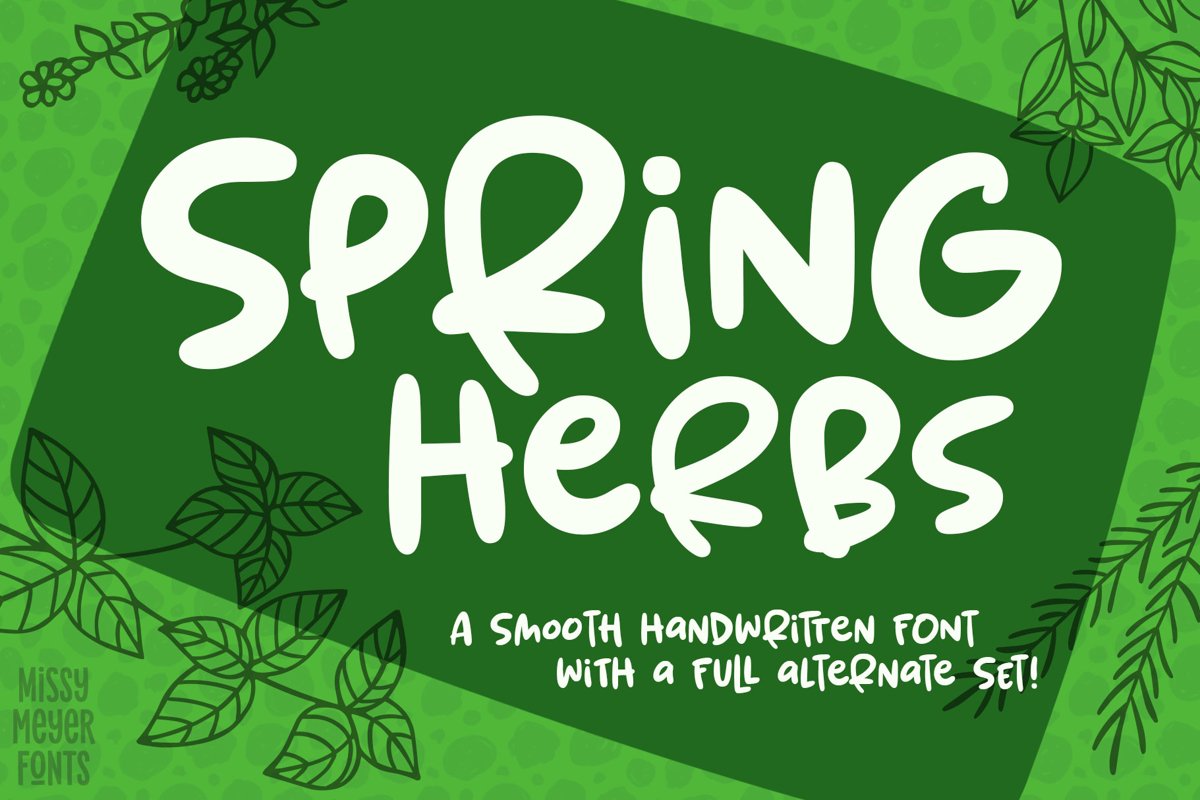 Spring Herbs - a bouncy, blobby, whimsical font! example image 1