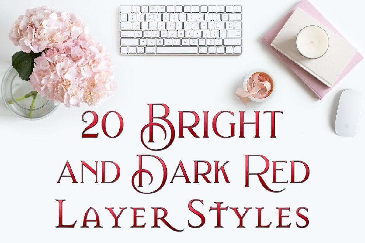 20 Bright and Dark Red Layer Styles for Photoshop example image 1