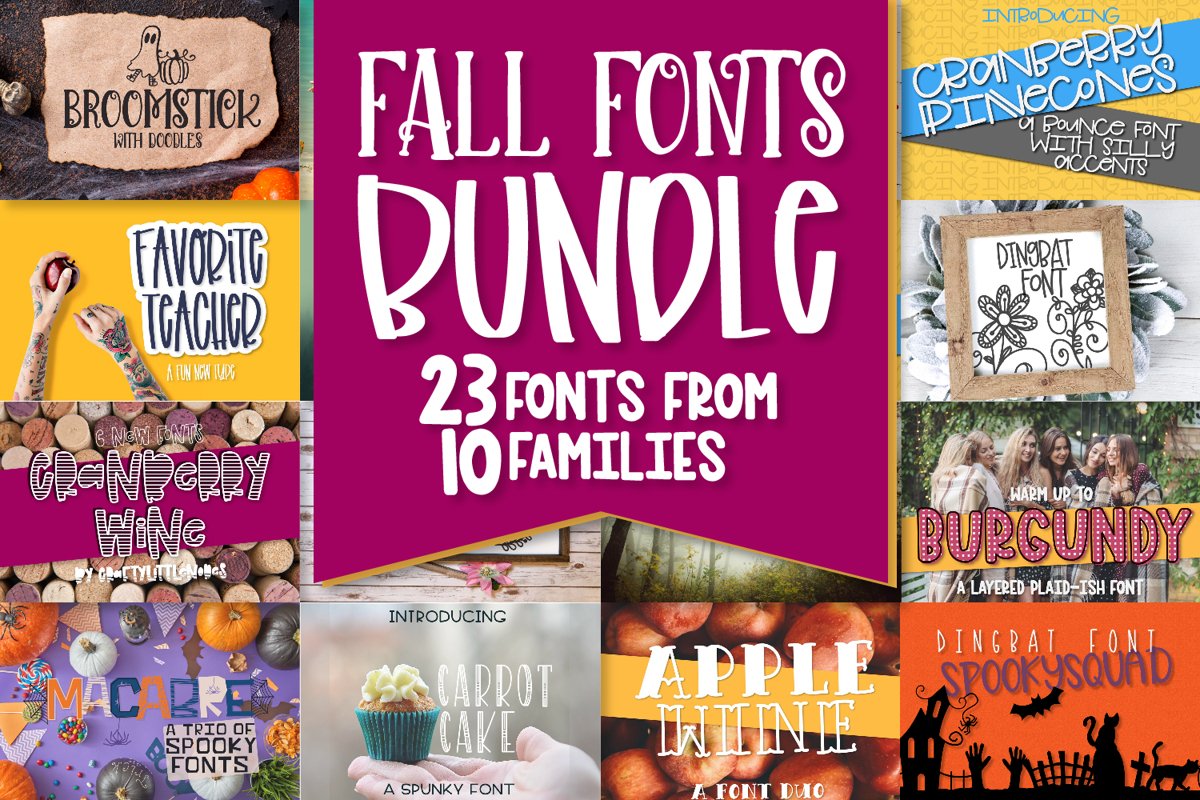 Fall Font Bundle - 23 Cut Friendly Fonts! example image 1