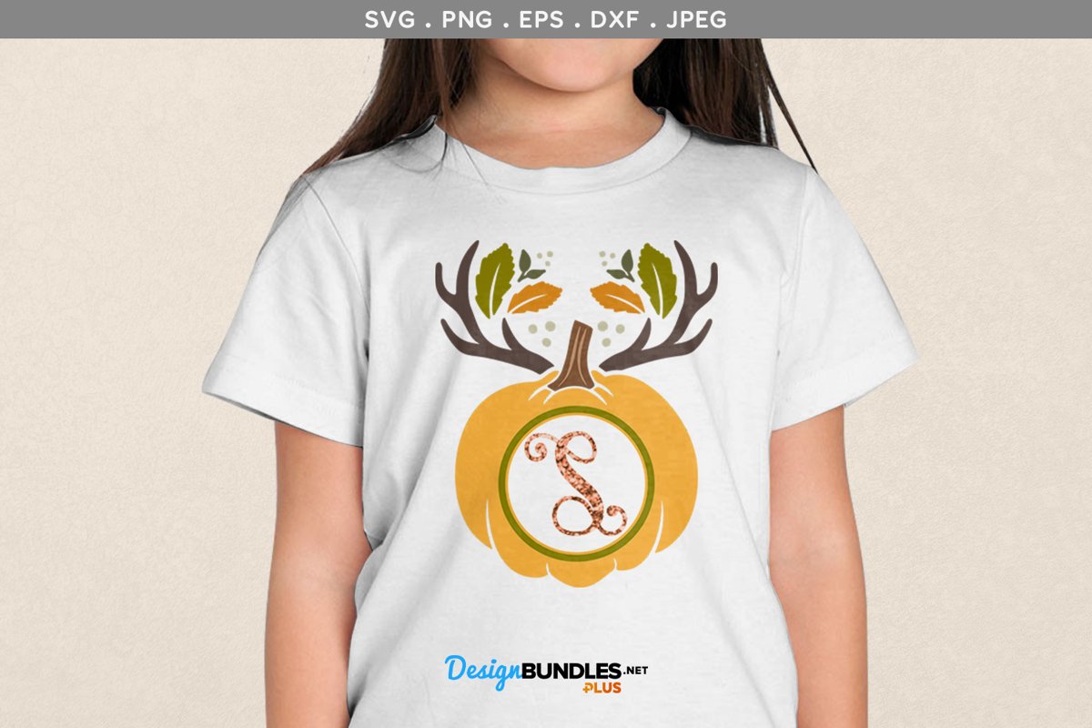 Pumpkin with Antlers Monogram example image 1