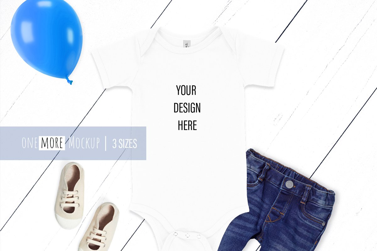 Baby Bodysuit Mockup I Bella Canvas 100B White example image 1