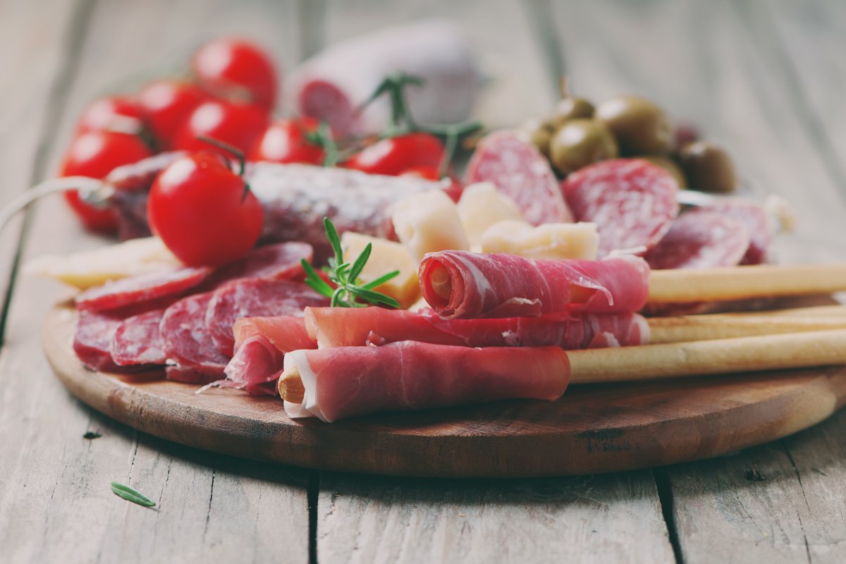 Traditional italian antipasto with prosciutto, cheese example image 1